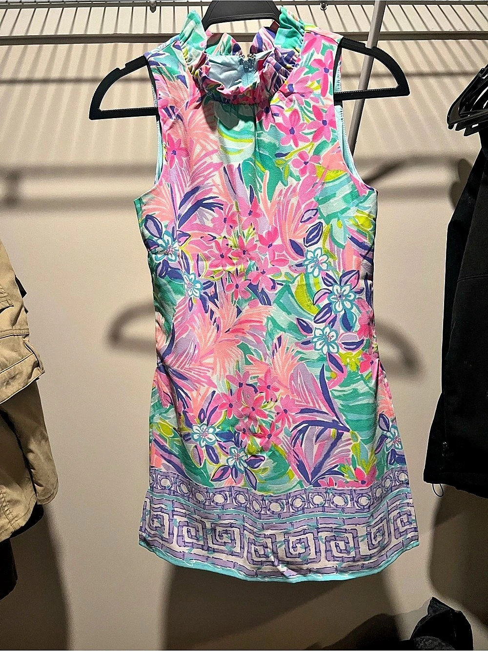Lilly Pulitzer Wyota Skirted Romper Floral Mini Dress Pink & Green Size 00